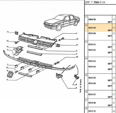 PSA 7810.50 Ön Panjur Alt Nikelaj P605 L24523 58004202 19636 850024523 781050 JTC196 FL489J 3053520012 5013622 205821