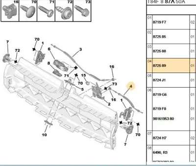 PSA 8725.89 Bagaj Kapak Kilid Teli 872589