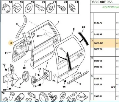 PSA 9023.JW Sol Arka Kapı Lastiği  9023.JW