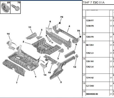 PSA 7214.68 Taban Traversi Sağ 721468