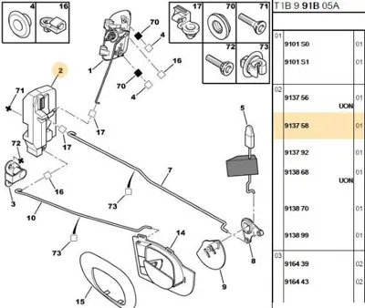 PSA 9137.58 Sol Arka Kapı Kilidi  9137.58