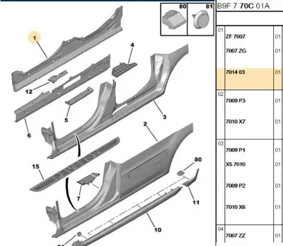 PSA 7014.03 Sağ İç Marşpiel Sacı 701399 701403 701413 90465956 90522379 90523248