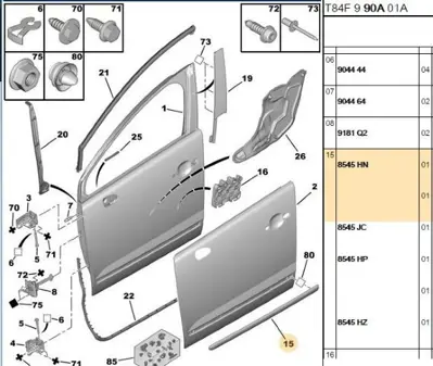 PSA 8545.HN Sol Ön Kapı Kuşağı 8545HN