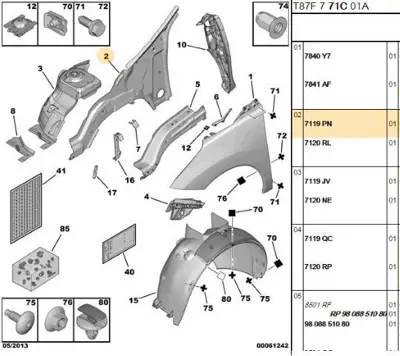 PSA 7119.PN Ön Şase Parçası  7119.PN