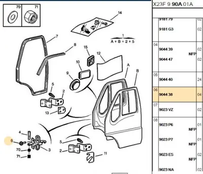 PSA 9044.38 Kapı Mentese Vıdası 9044.38