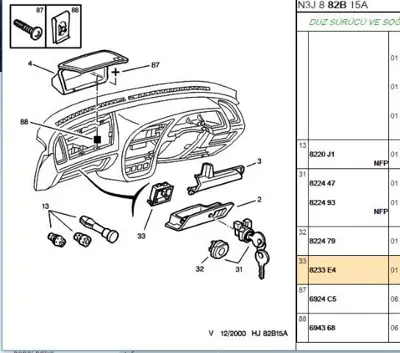 PSA 8233.E4 Torpıdo Kılıt Karşılığı 8233E4