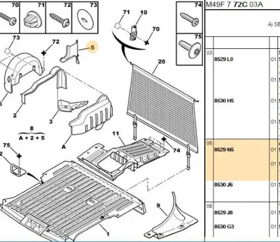 PSA 8529.N5 Sol Yan Duvar Arka Takviy 8529.N5
