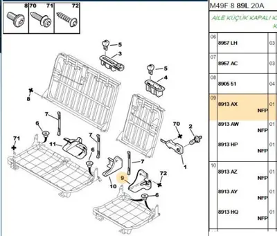 PSA 8913.AX Koltuk Muhavaza Partner 8913AX 8913.AX 8913AX 8913AX 