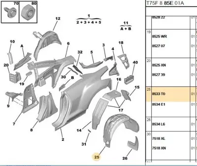 PSA 8533.T0 Sol Arka Çamur Davlunbaz 8533T0
