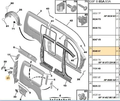 PSA 8548.07 Sağ Bagaj Kapak Bağlantı  8548.07