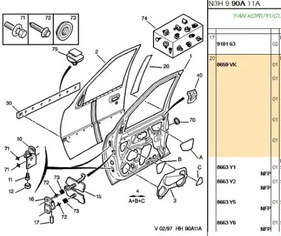 PSA 8659.VK Ön Kapı Direk Bandı  8659.VK