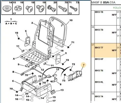 PSA 8913.T7 Ön Koltuk Yan Kaplama Sağ 8913T7 8913.T7 8913T7 8913T7 