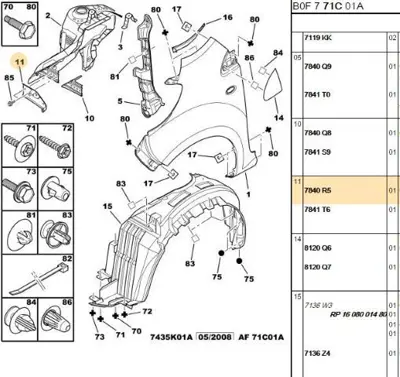 PSA 7840.R5 Sol Podye Ön Sacı 7840R5