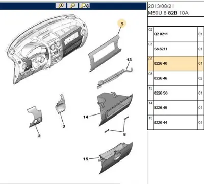 PSA 8226.40 Torpido Gözü Üst Kapağı  8226.40