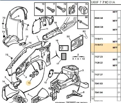 PSA 7119.F2 Sağ Podye Bağlantı Ayağı 7119F2
