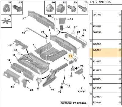 PSA 7252.L1 Arka Panel Alt Sacı 7252L1