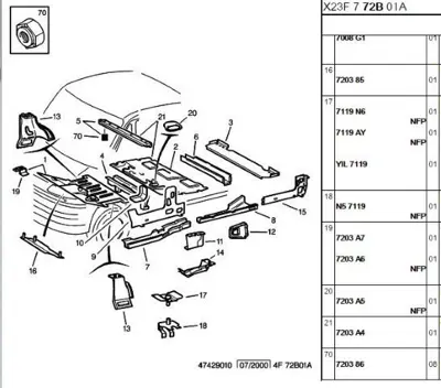 PSA 7203.E4 Yakıt Depo Alt Traversi 7203E4