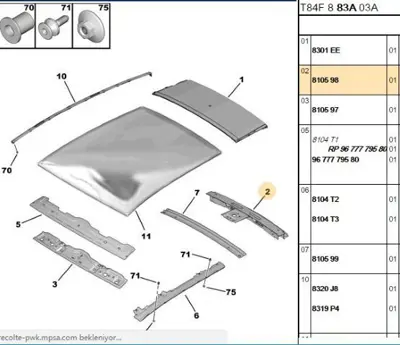 PSA 8105.98 Tavan Sacı Arka Travers  8105.98