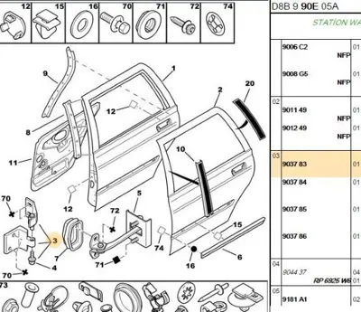 PSA 9037.83 Sol Arka Üst Menteşe  9037.83