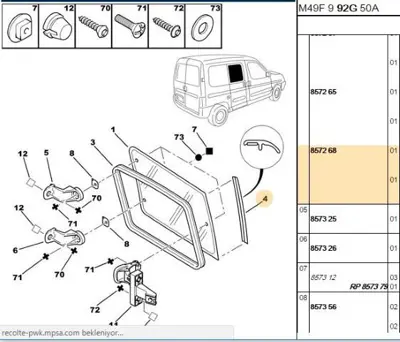 PSA 8572.68 Sürgülü Kapı Cam Lastiği 857268