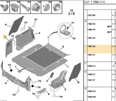 PSA 7467.K6 Bagaj Kapak Köşe Bakaliti 7467.K6
