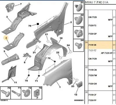 PSA 7119.S8 Ön Podye Sacı  7119.S8