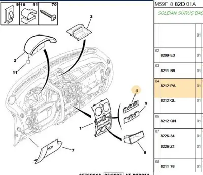PSA 8212.PA Ön Gögüs Düğme Kapağı 8212PA