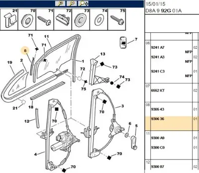 PSA 9306.36 Sol Arka Kalabek Camtu 1018442RCC ALF350401 930636 2311161402 475506140 12785605 553324RI ALT12442 114468 ADA1746