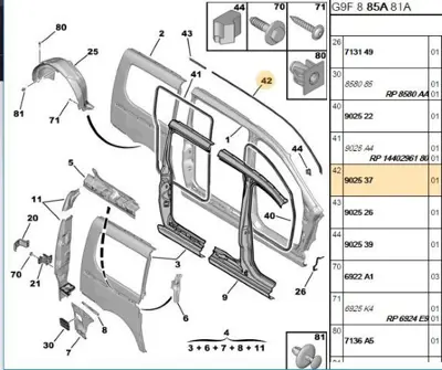 PSA 9025.37 Sağ Tavan Oluk Lastik  9025.37
