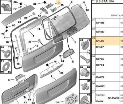 PSA 8715.86 Bagaj Kapak Menteşesi Sol 8715.86