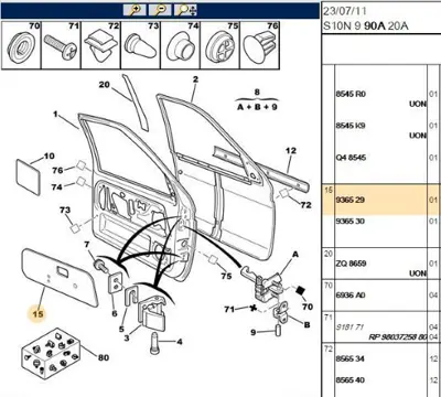 PSA 9365.29 Sol Ön Kapı İzalasyonu 936529