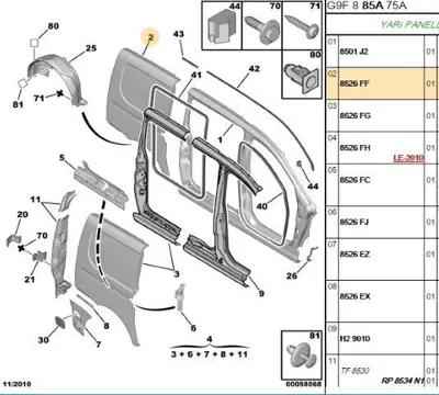 PSA 8526.FF Sağ Arka Çamurluk  8526.FF