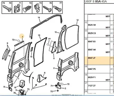 PSA 8547.J7 Sol Arka Çamurluk Kuşağı  8547.J7