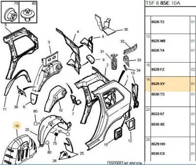 PSA 8529.XY Arka Çamurluk İç Sacı  8529.XY