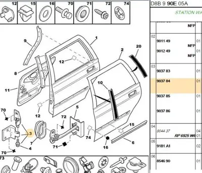 PSA 9037.84 Sağ Arka Üst Menteşe 903784
