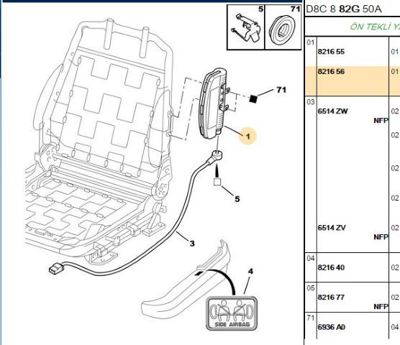 PSA 8216.56 Yolcu Airbag 821656 27280 49397859 8705469 5708415 3146100002HD L11880 TD664W 1487 SSS102310
