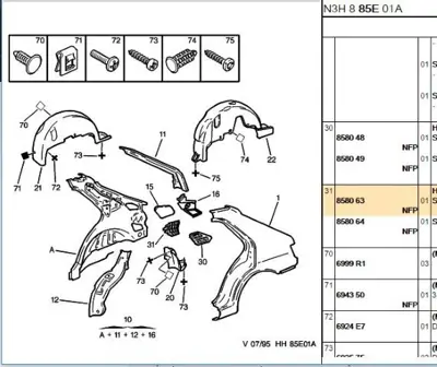 PSA 8580.63 Arka Sağ Çamurluk Haval 858063 7103 OK958 340018 12805 90571111 829662 11327 2914518 90502761