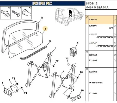 PSA 9201.74 Sol Ön Kapı Camı  920174