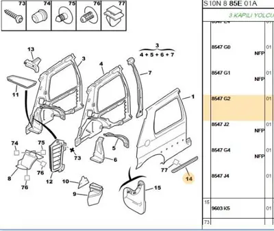 PSA 8547.G2 Sağ Arka Çam. Kuşak  8547.G2
