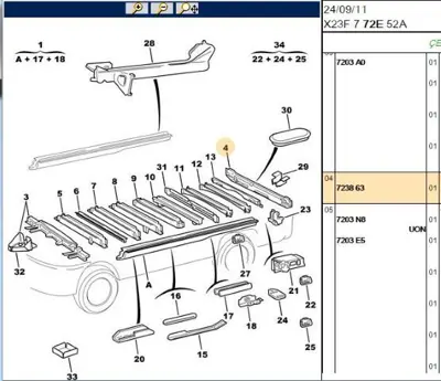 PSA 7238.63 Birleşik Ara Mesnet Sacı  723863 A0069970445