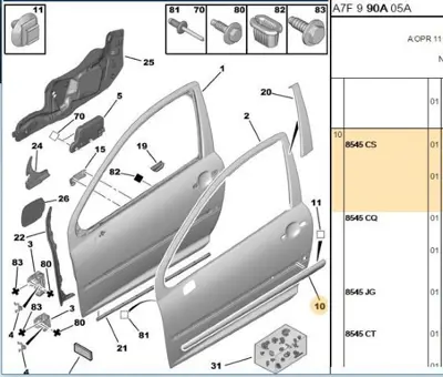 PSA 8545.CS Sol Kapı Bandı 3p 207 8545CS