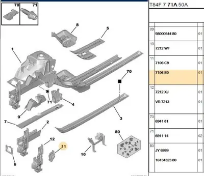 PSA 7106.E0 Şase Uç Yan Kapağı 7106E0