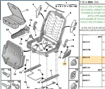 PSA 8913.FX Koltuk Yan Bakaliti  8913.FX
