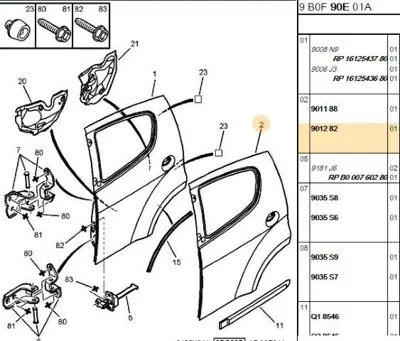 PSA 9012.82 Sol Arka Kapı Sacı  9012.82