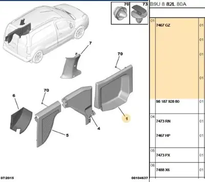 PSA 7467.GZ Sol Arka Yan Kaplama  7467.GZ