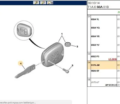 PSA 9170.JW Anahtar Ucu 9170JW