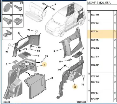 PSA 8337.GI Sağ Arka Çamur İç Bakalit 8337.GI