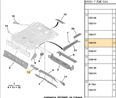 PSA 7243.F8 Arka Panel Sacı 7243F8