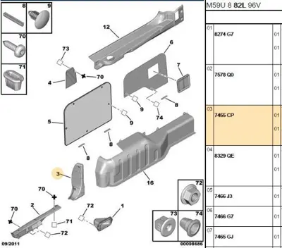PSA 7455.CP Arka Çamurluk Yan Kaplama 7455.CP