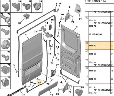 PSA 8710.92 Bagaj Kapak Lastiği  8710.92